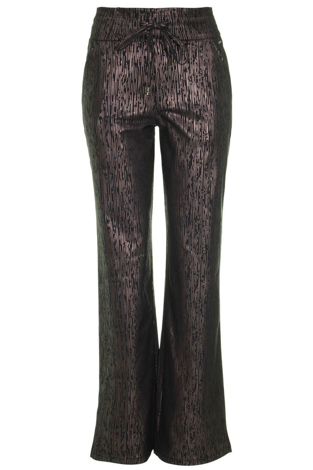 Mi Piace Travel broek flared black gold stripe 202089 Stretchshop.nl