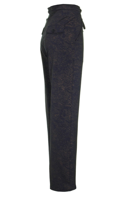 Mi Piace Travel broek flared blue structure gold 202089 Stretchshop.nl