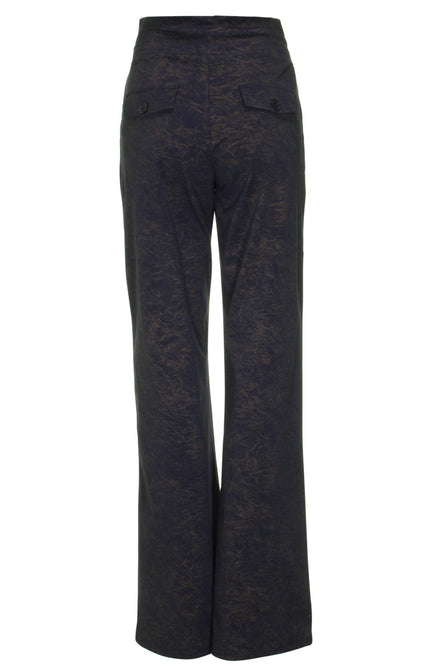 Mi Piace Travel broek flared blue structure gold 202089 Stretchshop.nl