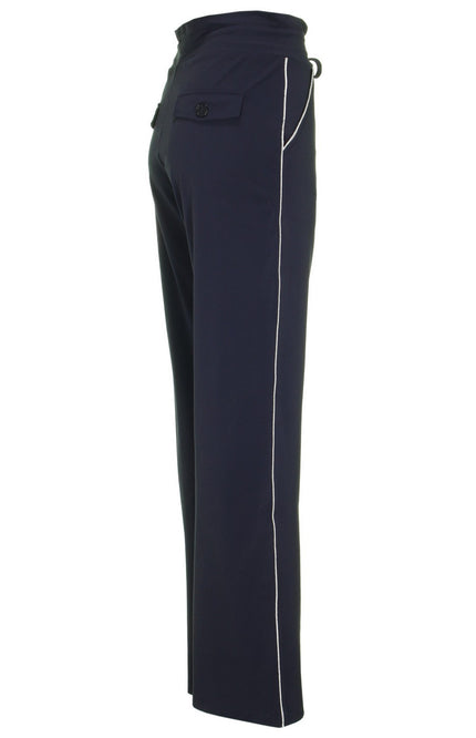 Mi Piace Travel broek flared blue silver piping 202511 Stretchshop.nl