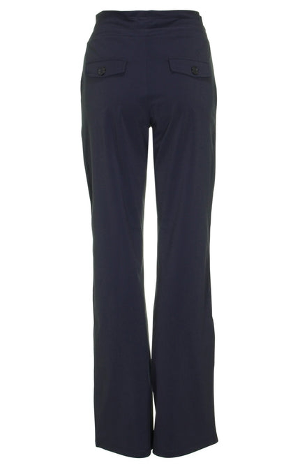 Mi Piace Travel broek flared blue silver piping 202511 Stretchshop.nl