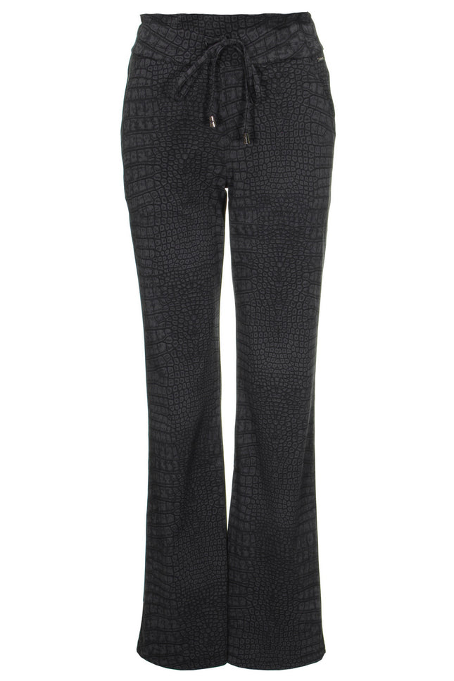 Mi Piace Travel broek flared croco grey 202089 Stretchshop.nl