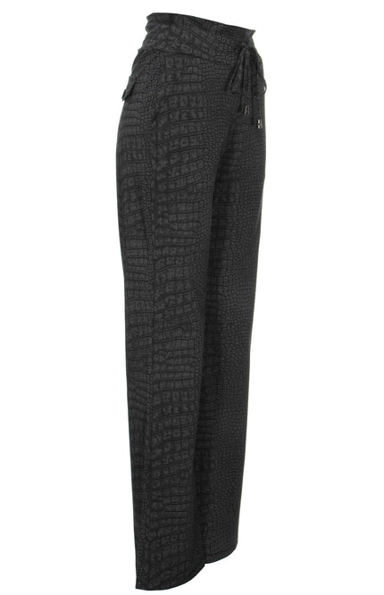 Mi Piace Travel broek flared croco grey 202089 Stretchshop.nl