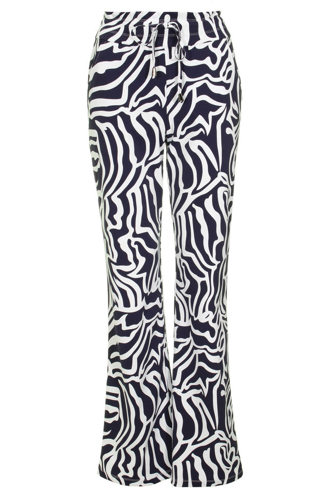 Mi Piace Travel broek flared navy graphic 202089 Stretchshop.nl