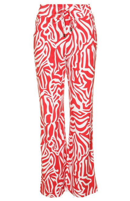 Mi Piace Travel broek flared red graphic 202089 Stretchshop.nl