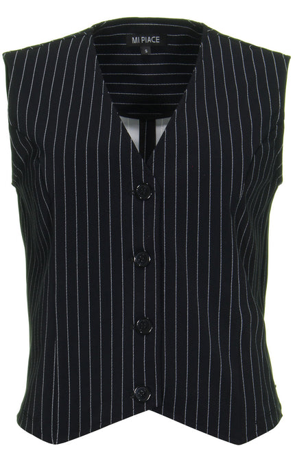 Mi Piace Travel gilet black pinstripe 202294 Stretchshop.nl