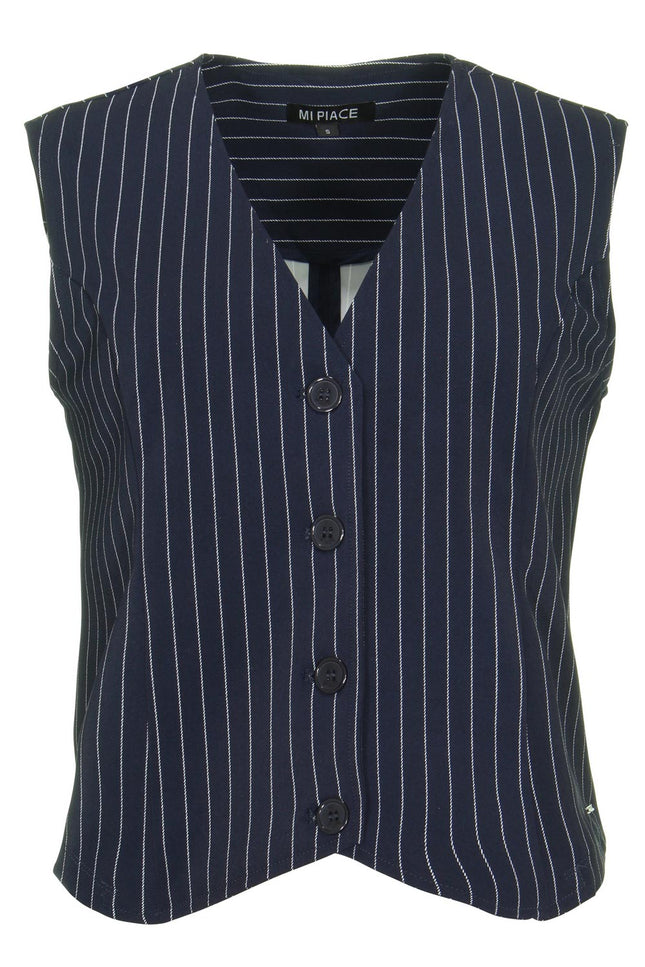 Mi Piace Travel gilet blue pinstripe 202294 Stretchshop.nl