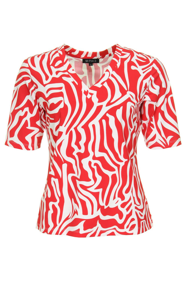 Mi Piace Travel top red graphic 202271 Stretchshop.nl