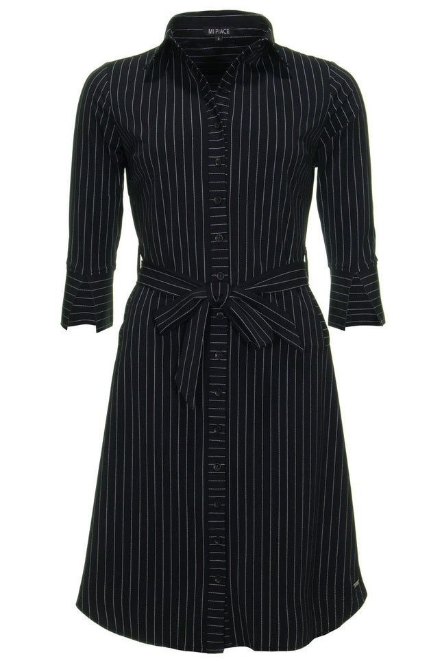 Mi Piace Travel jurk black pinstripe 202092 Stretchshop.nl