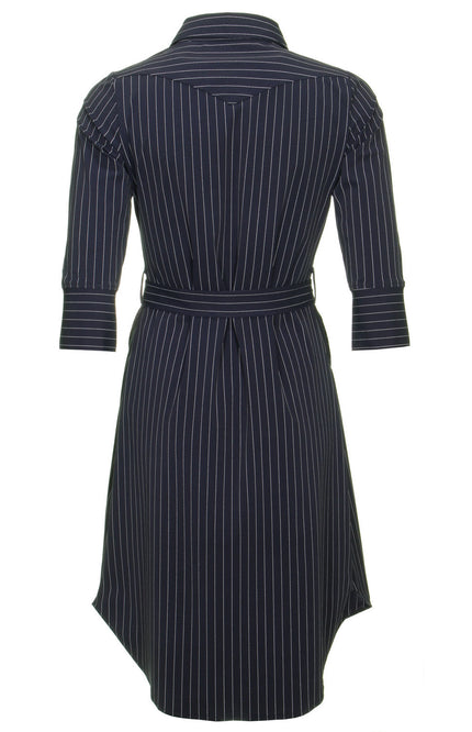 Mi Piace Travel jurk blue pinstripe 202092 Stretchshop.nl