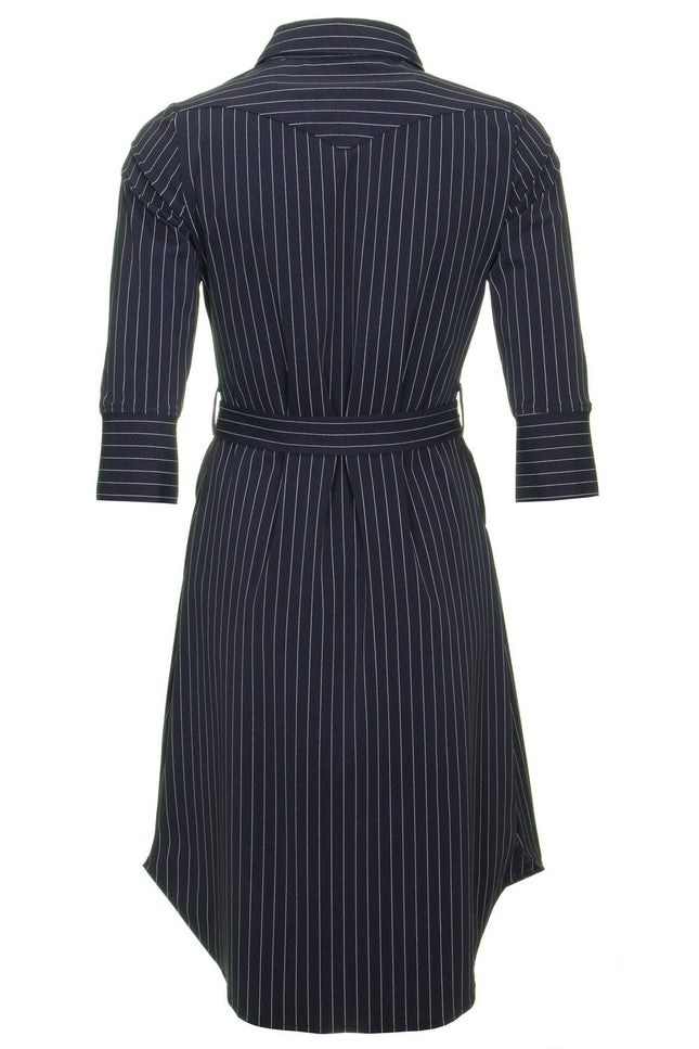 Mi Piace Travel jurk blue pinstripe 202092 Stretchshop.nl