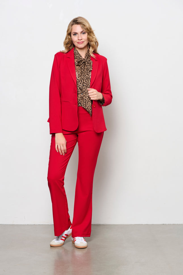 &Co woman Broek charlie comfort twill red PA282 Stretchshop.nl