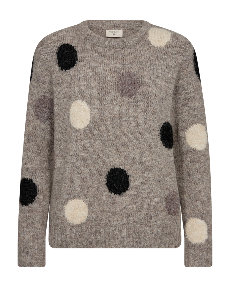 Freequent Trui fqlouisa-pullover desert taupe w. black Stretchshop.nl