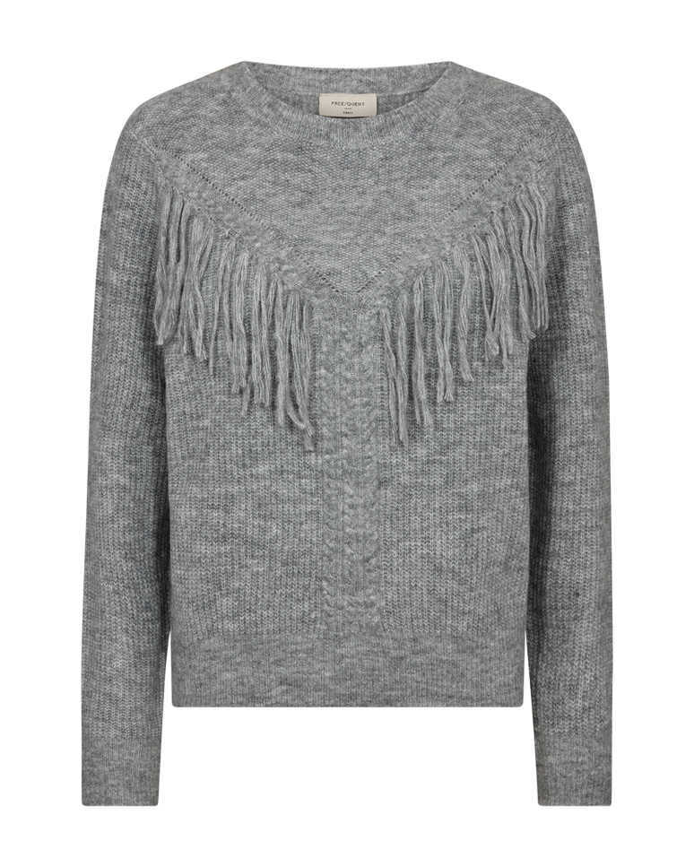 Freequent Trui fqfringe medium grey mlg. Stretchshop.nl