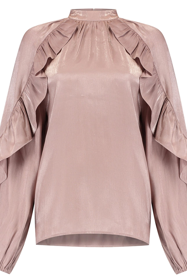 Studio Amaya Blouse ella shiny nude Stretchshop.nl