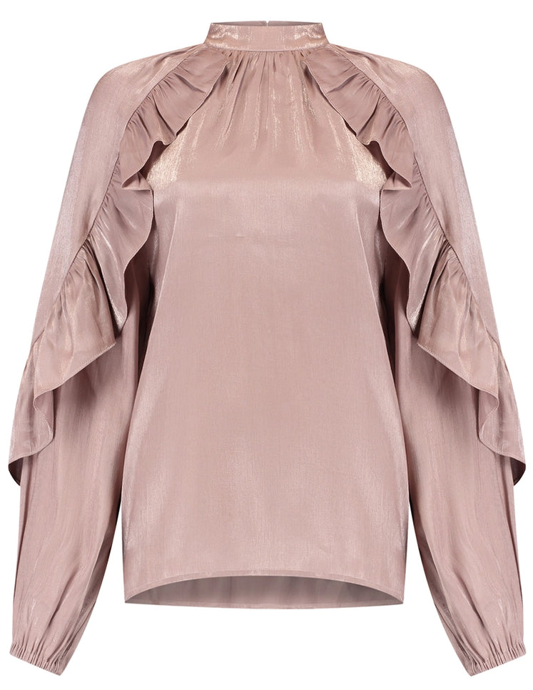 Studio Amaya Blouse ella shiny nude Stretchshop.nl