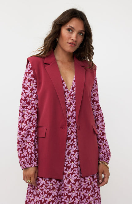 Ydence Jurk Michelle Wine Red/Lilac Flower Stretchshop.nl