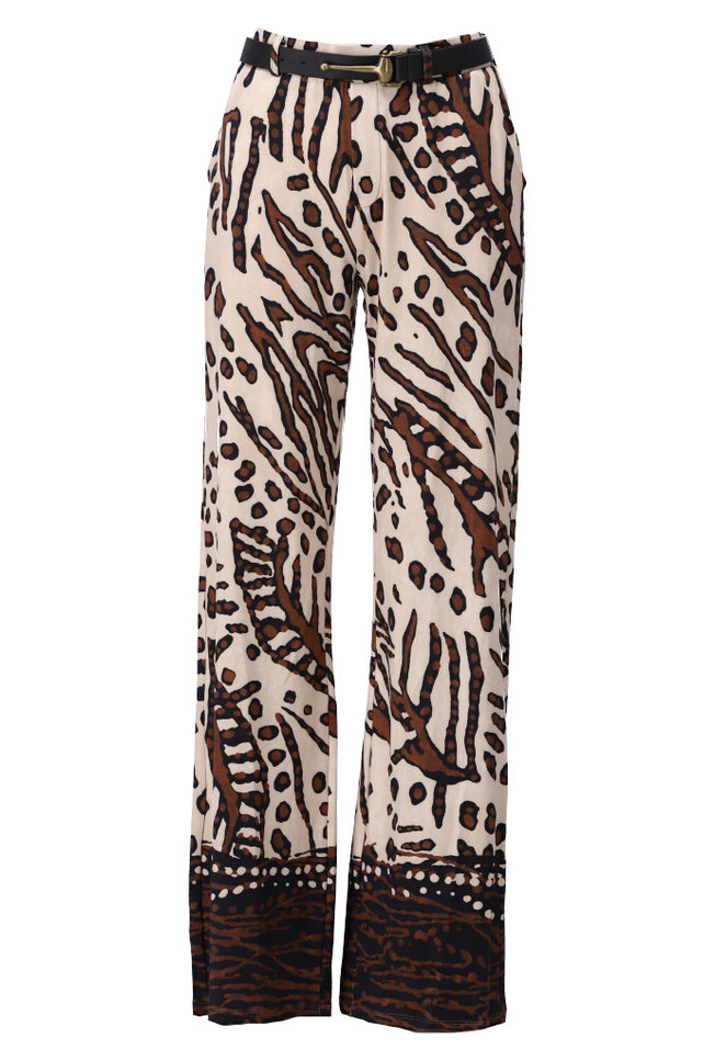 K-design Broek met design en riem Z121 - P821 Stretchshop.nl