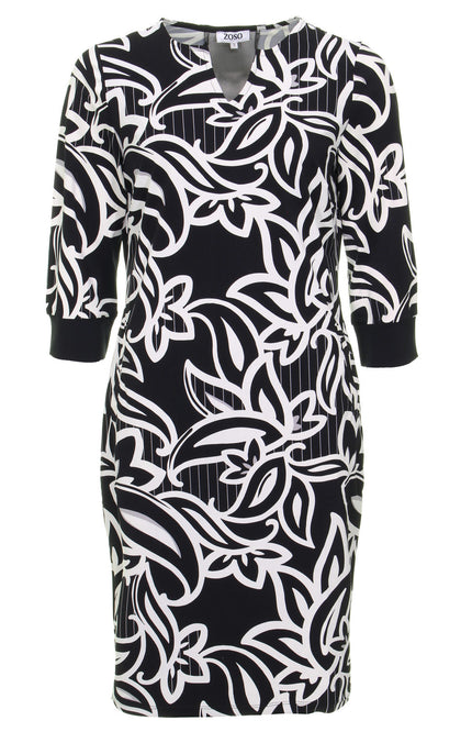 Zoso Travel jurk Sarah black ivory 244 Stretchshop.nl