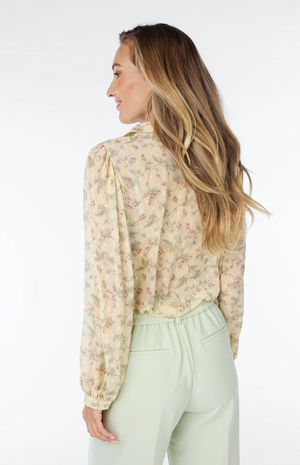 EsQualo Blouse basic pastel flower print 14041 Stretchshop.nl