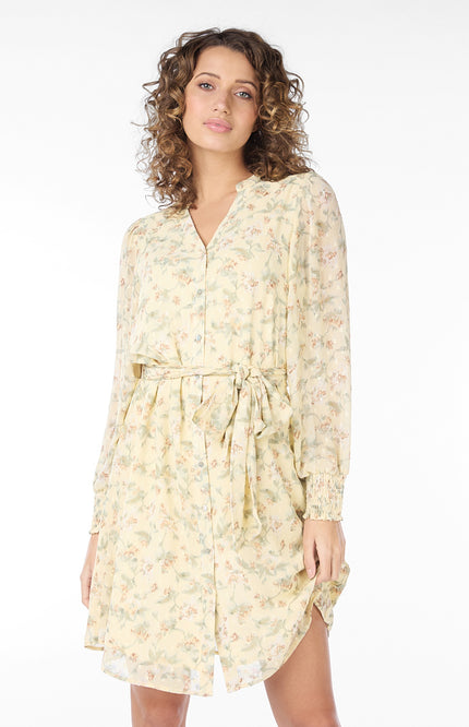 EsQualo Jurk smock Pastel flower print 14040 Stretchshop.nl