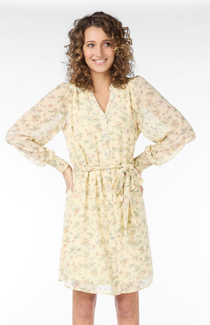 EsQualo Jurk smock Pastel flower print 14040 Stretchshop.nl