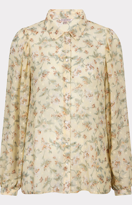 EsQualo Blouse basic pastel flower print 14041 Stretchshop.nl