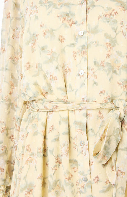 EsQualo Jurk smock Pastel flower print 14040 Stretchshop.nl